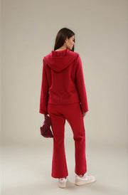FARIKA Ebabil hooded zip set in Crimson Red, alternate view