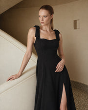FARIKA Perestu satin maxi dress in Blackwing, front view