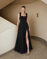 FARIKA Perestu satin maxi dress in Blackwing, second model front view