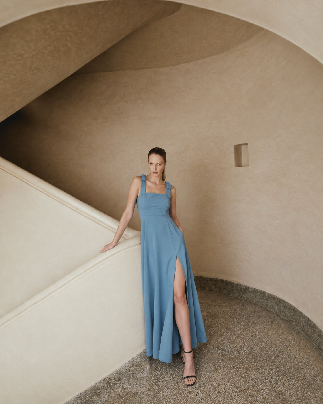 FARIKA Perestu satin maxi dress in Summer Sky, alternate view