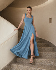 FARIKA Perestu satin maxi dress in Summer Sky, second model alternate view