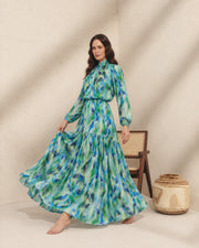 FARIKA Simurg patterned long dress in Ember Bloom, second model alternate view