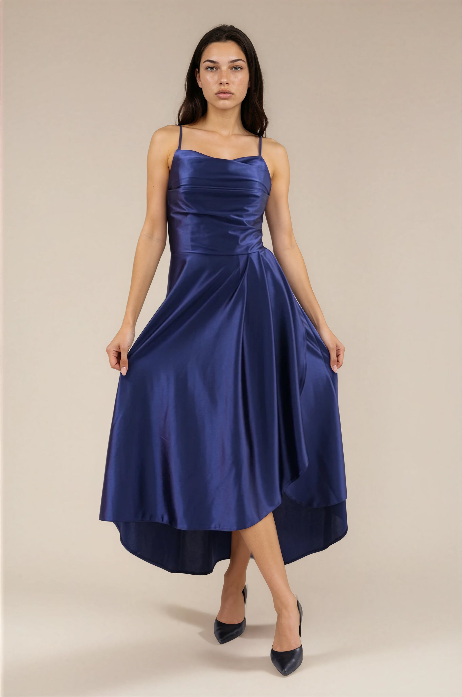 FARIKA Hezar satin dress in Midnight Blue