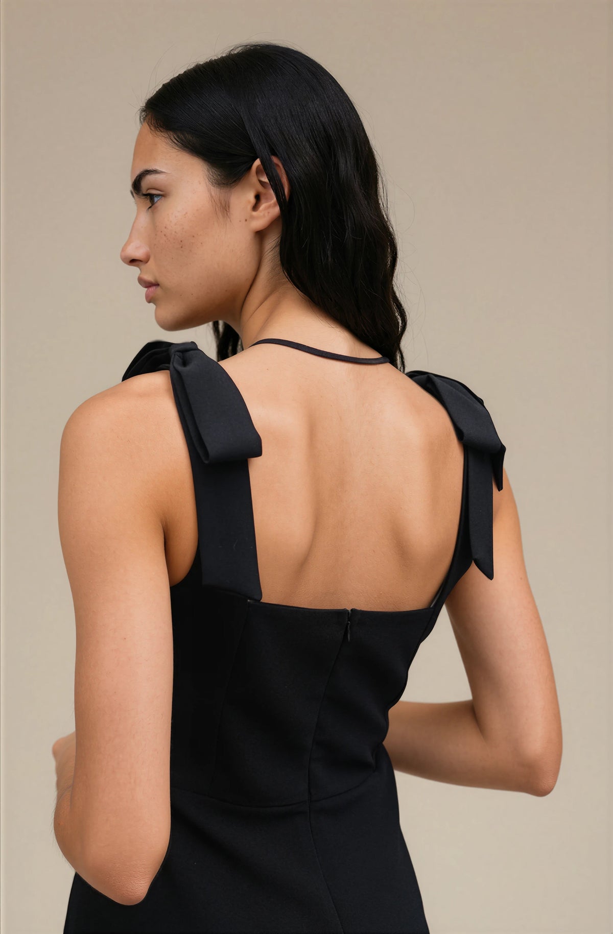 FARIKA Perestu satin maxi dress in Blackwing, front view