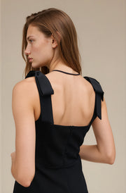 FARIKA Perestu satin maxi dress in Blackwing, second model front view