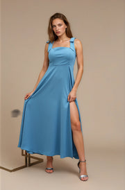 FARIKA Perestu satin maxi dress in Summer Sky, second model front view