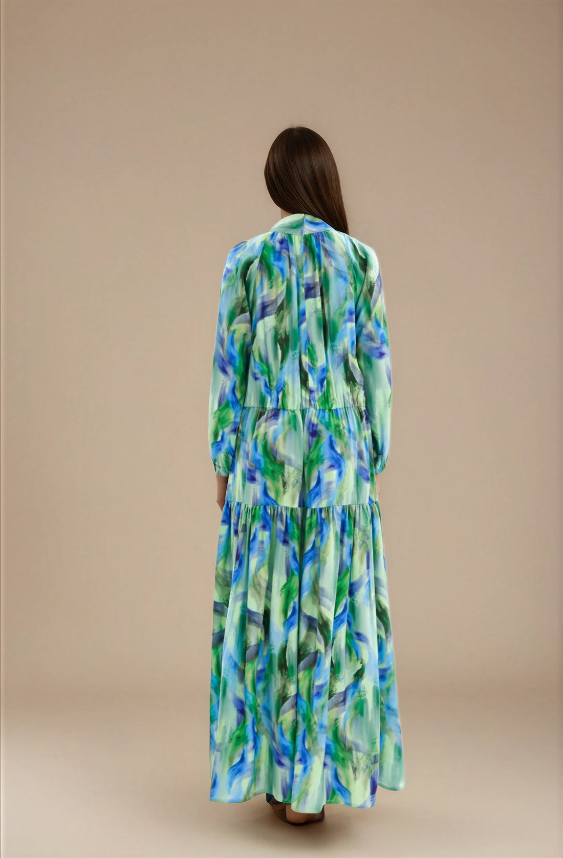 FARIKA Simurg patterned long dress in Ember Bloom, front view