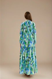 FARIKA Simurg patterned long dress in Ember Bloom, second model front view