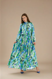 FARIKA Simurg patterned long dress in Ember Bloom, second model alternate view